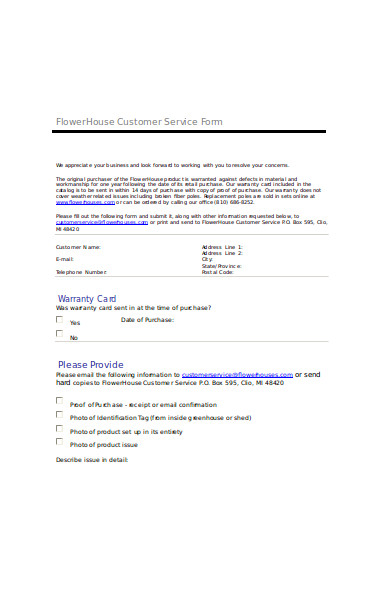 flower house customer service form