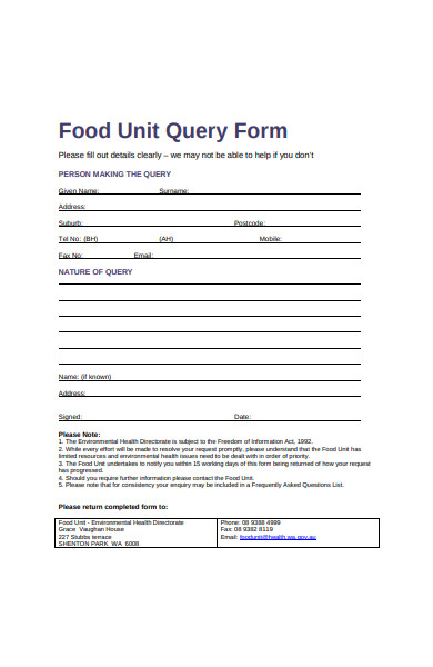FREE 50+ Sample Query Forms in PDF | MS Word