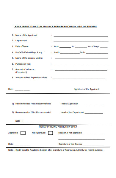 foreign visit leave application form