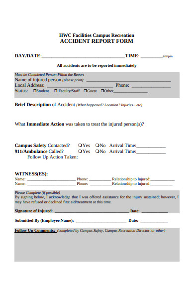 formal accident form