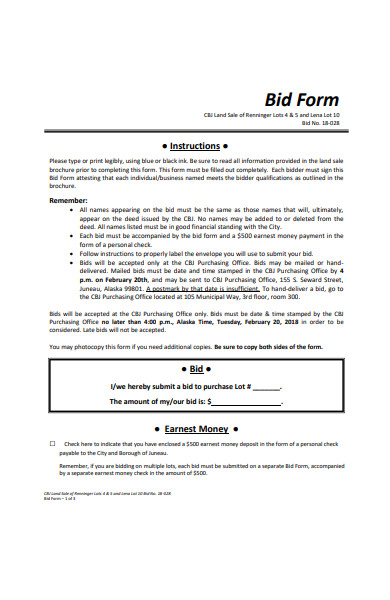 formal bid form in pdf