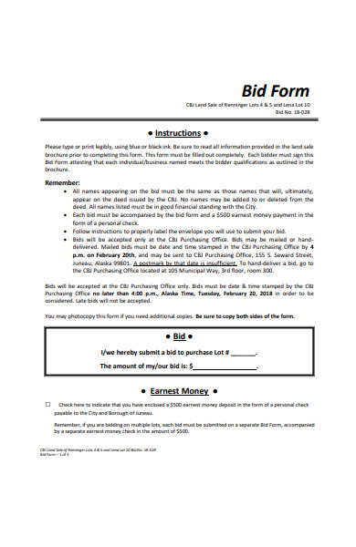 FREE 52+ Bid Forms in PDF | MS Word | XLS