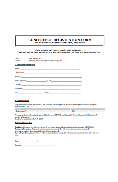 formal conference registration form