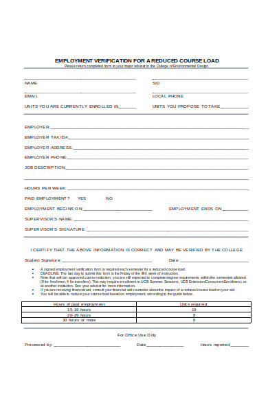 Free 51 Employment Verification Forms In Pdf Ms Word