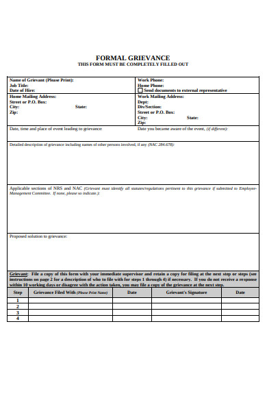 formal grievance form