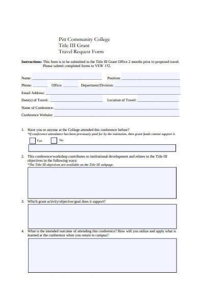 formal travel request form