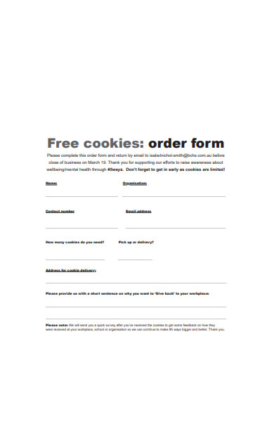 free cookies order form