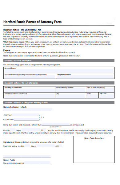 funds power of attorney forms