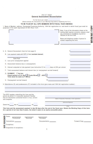 general assessment form