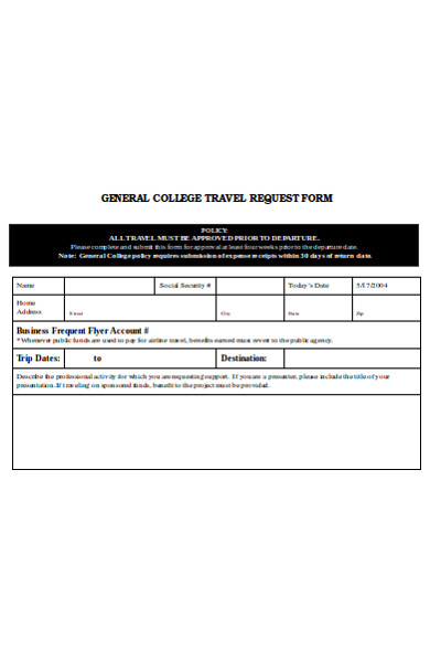 general college travel request form