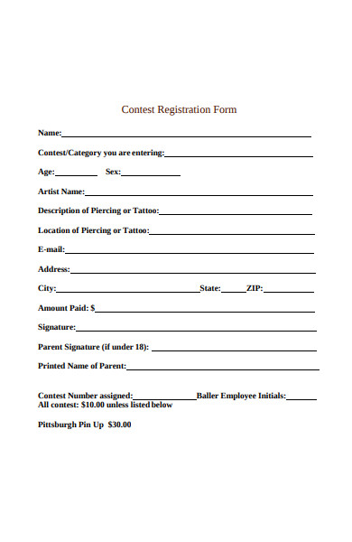 general contest registration form