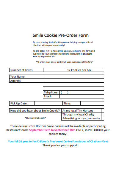 general cookie order form in pdf