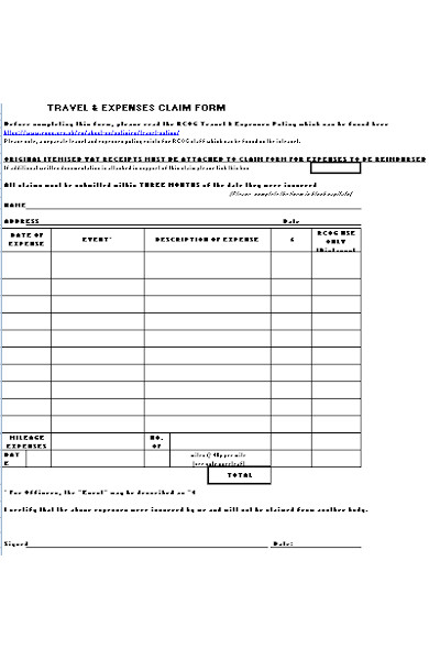 general expenses form
