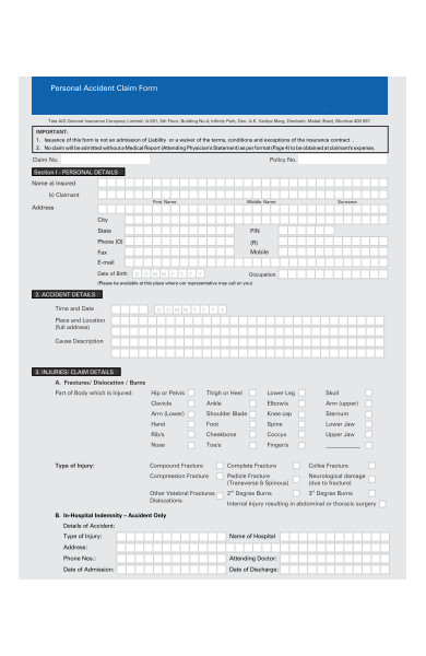 general personal accident claim form