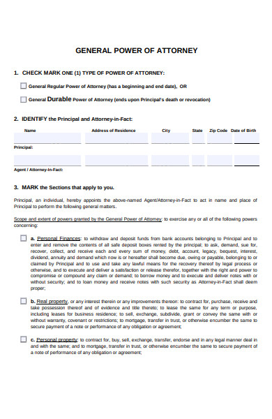 general power of attorney forms