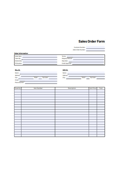 general sales order form