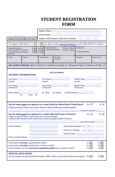 FREE 34+ Student Registration Forms in PDF | MS Word | Excel