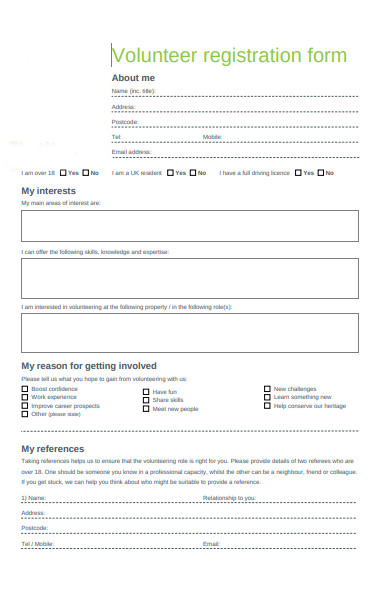 general volunteer registration form