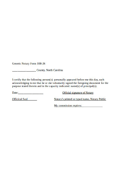 generic notary form