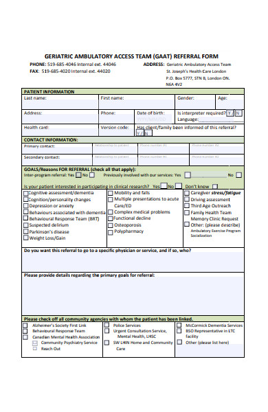 geriatric assessment referral form