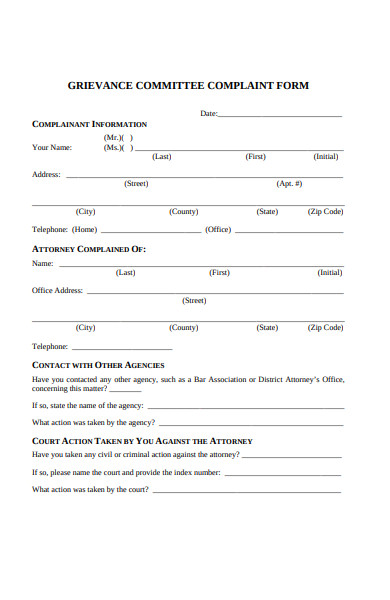 grievance committee form