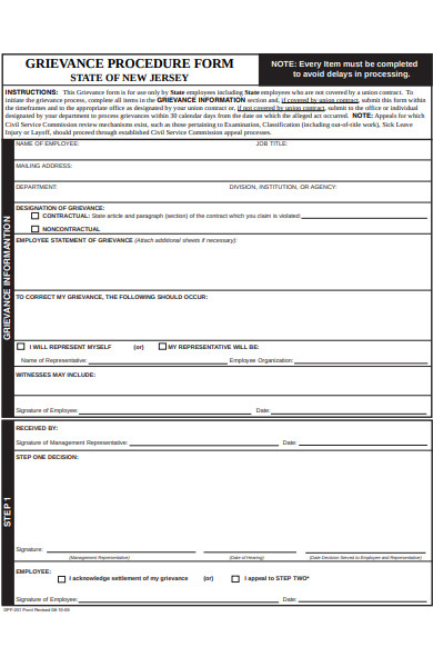 grievance procedure form