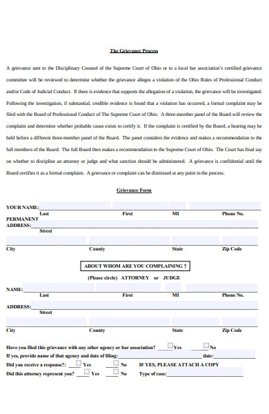 grievance process form