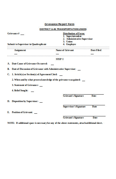 grievance report form