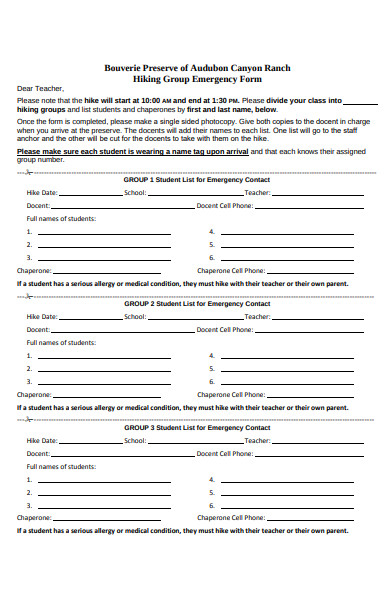 group emergency form