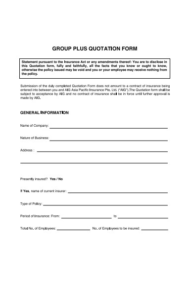group quotation form