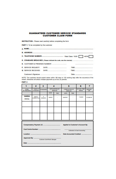guaranteed customer service form