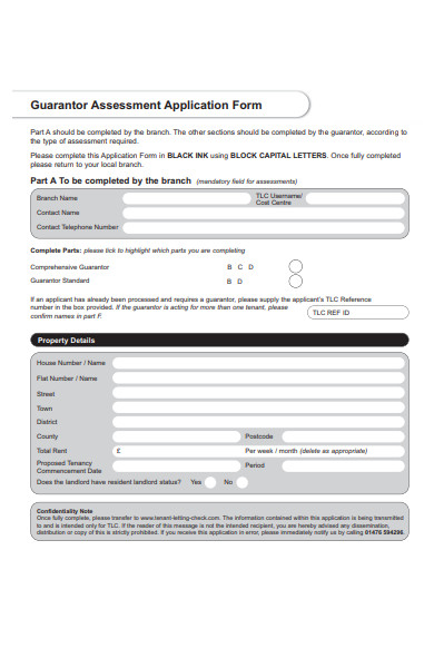 guarantor assessment form