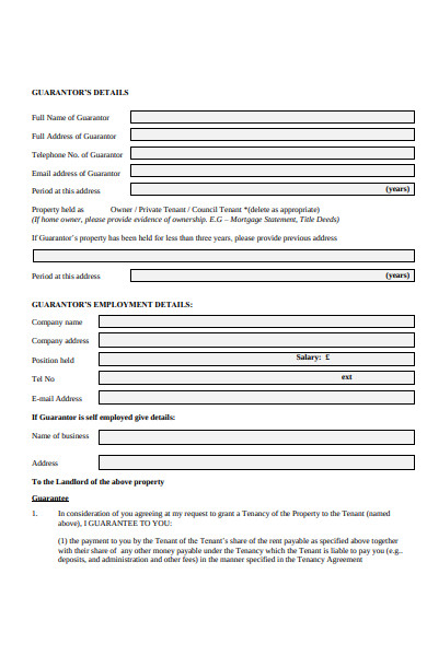 guarantor document form