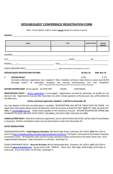 guest conference registration form