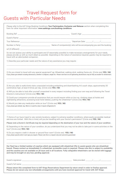 guest travel request form
