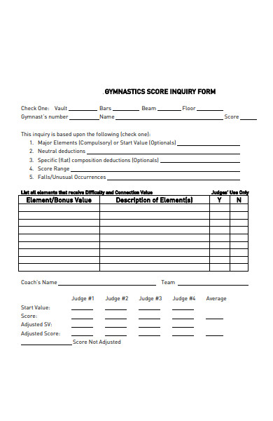 gymnastic score enquiry form