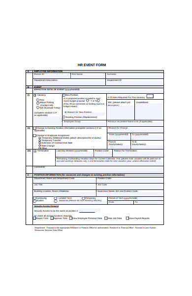 hr event form