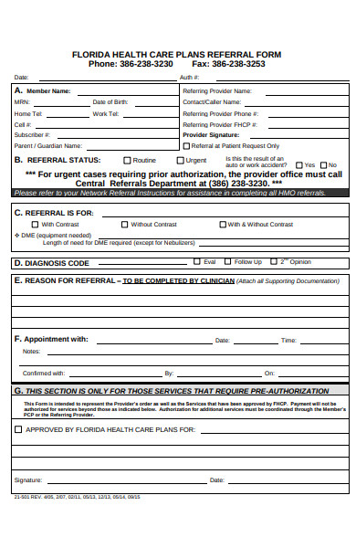 health care plans referral form