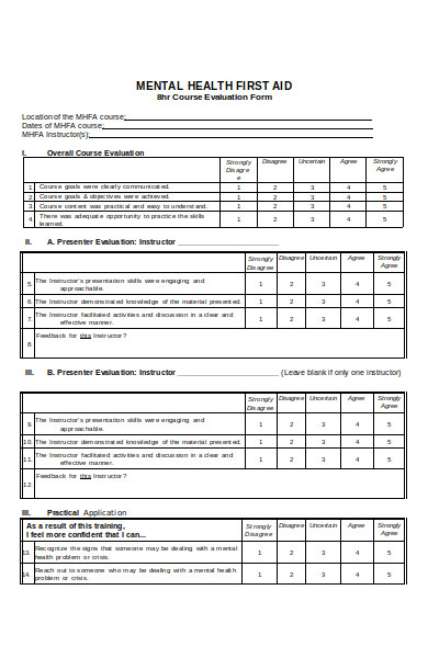 health course evaluation form