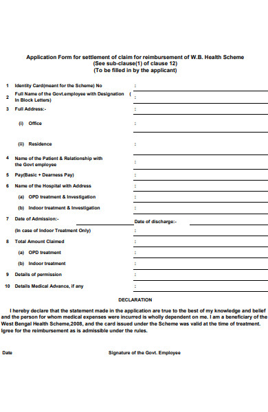 health scheme reimbursement form