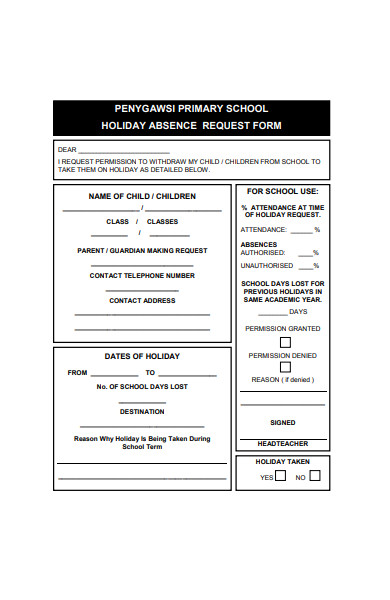 holiday absence request form