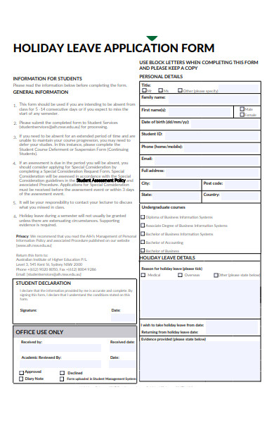 holiday leave application form1