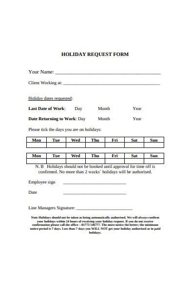 holiday request form sample