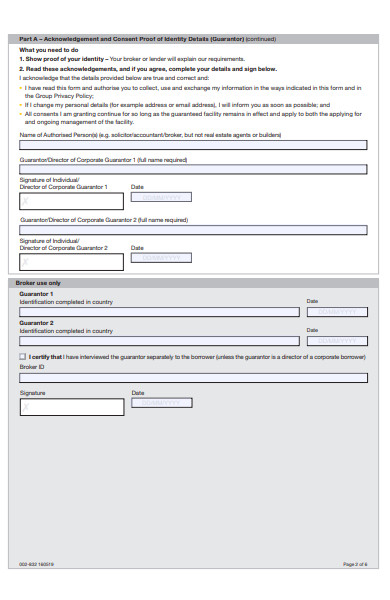 home loan details guarantor form