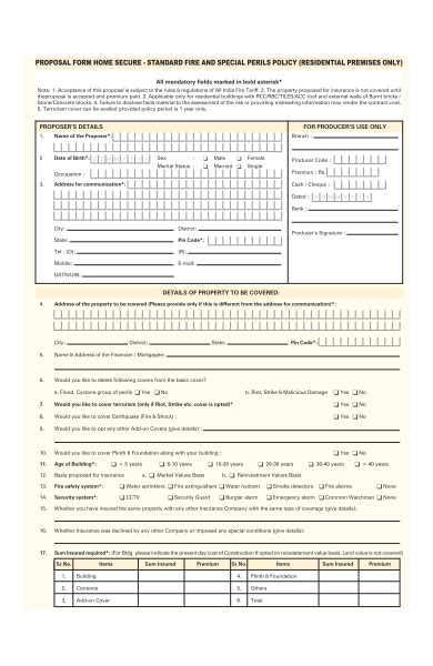 home secure proposal form