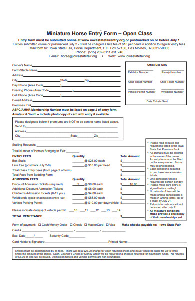 horse entry form
