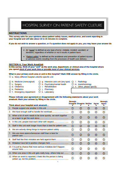 hospital survey form