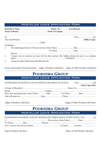 hosteler leave application form