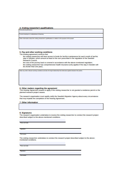 hosting agreement form