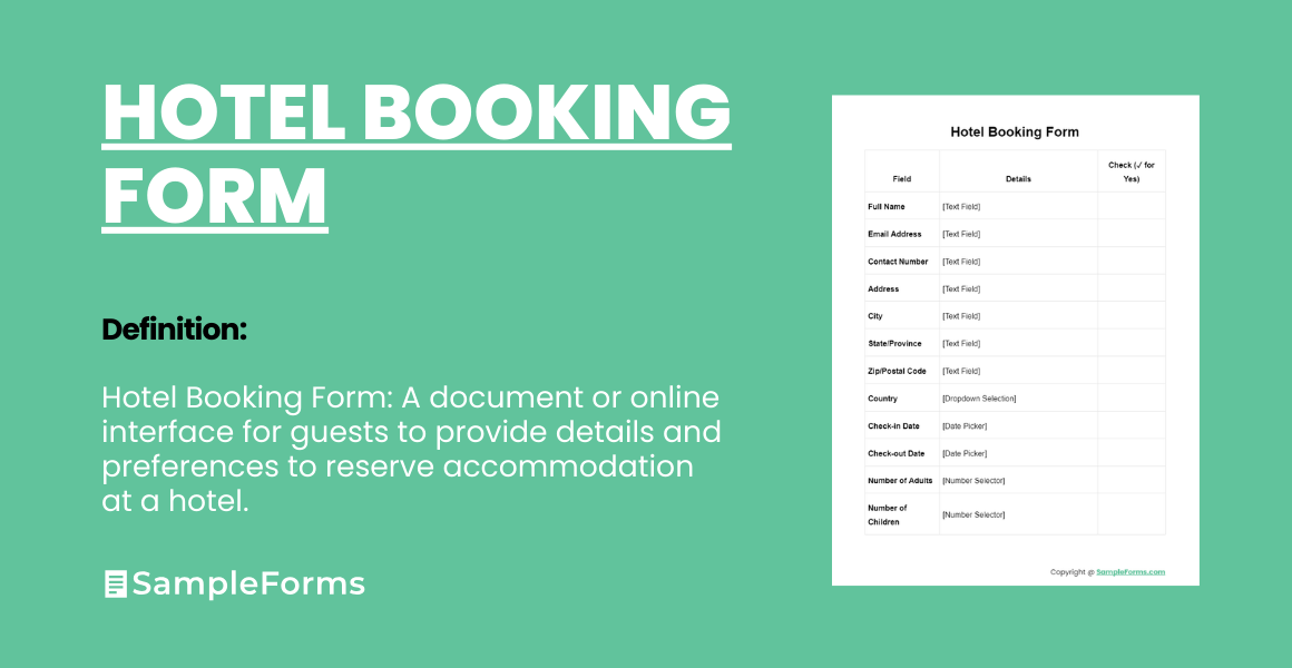 hotel booking form